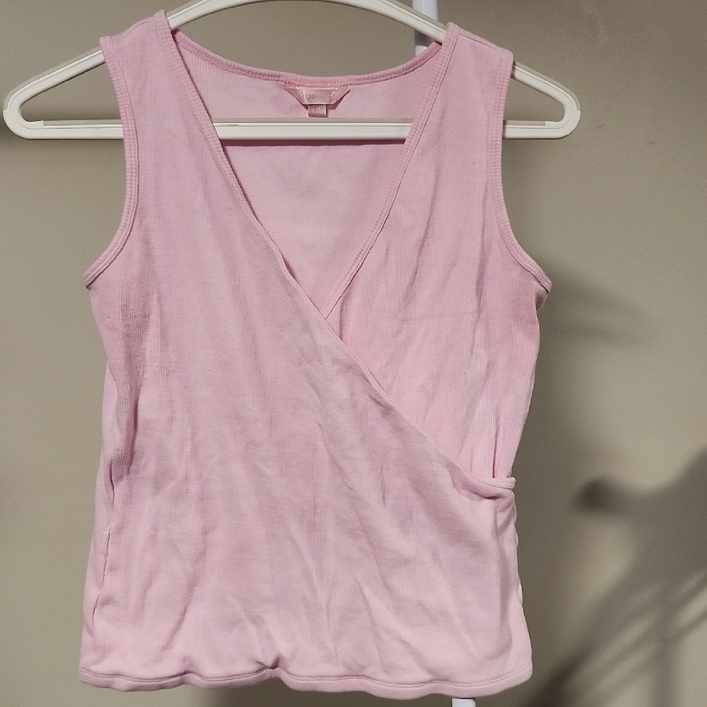 ⭐ Kensie Wrap Tank Top Soft Stretch Sleeveless Pink Size L